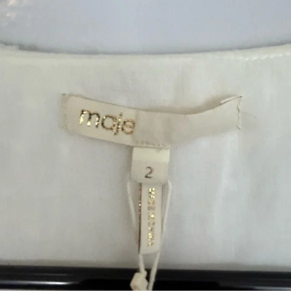 MWT Maje Plumeti Cropped White Wrap Ruffle V-neck Wrap Blouse Size 2 NEW - Picture 13 of 15